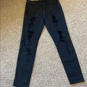 Black ripped mesh jeans